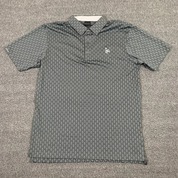 Dunning Polo Shirt Mens Medium Gray Colebrooke Jersey Performance Geometric Golf - Picture 1 of 6